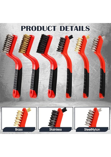 Adet Tel Fırça Yeni Kırmızı Metal Temizleme Seti, Temizlemek Için Kavisli Saplı Pas, Boya, Ağır ve Hafif Ev Temizliği (Yurt Dışından) fırsatları