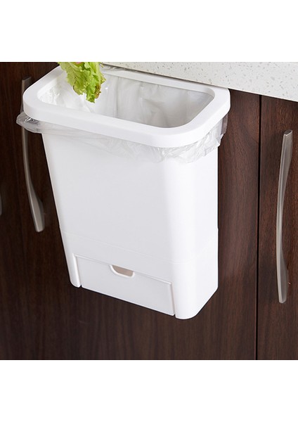 12L Mutfak Çöp Kutusu Dolap Kapı Çöp Kutusu Plastik Çöp Kutusu ile Çöp Torbası Saklama Kutusu Mutfak Kompost Caddy-Beyaz-A (Yurt Dışından)