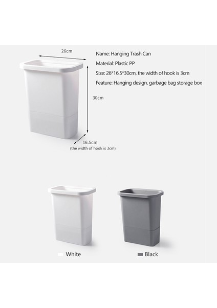 12L Mutfak Çöp Kutusu Dolap Kapı Çöp Kutusu Plastik Çöp Kutusu ile Çöp Torbası Saklama Kutusu Mutfak Kompost Caddy-Beyaz-A (Yurt Dışından)