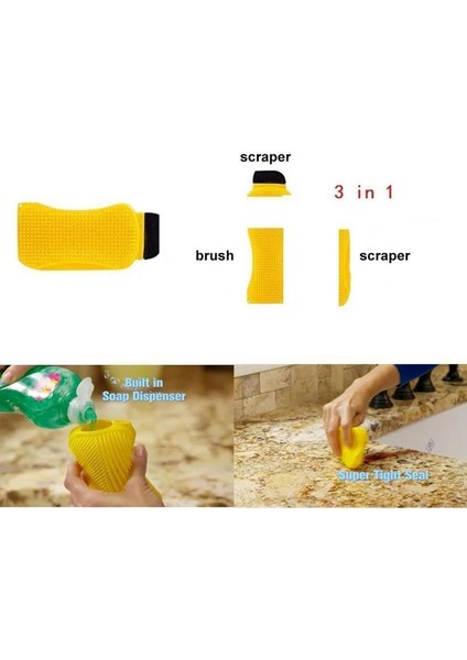 [sıcak] 3'ü 1 Arada Silikon Temizleme Fırçası Ovma, Kazıma ve Silecek Bulaşık Yıkama Fırçası Sünger Fırça Çok Fonksiyonlu Temizleme Fırçası (Yurt Dışından) fırsatları