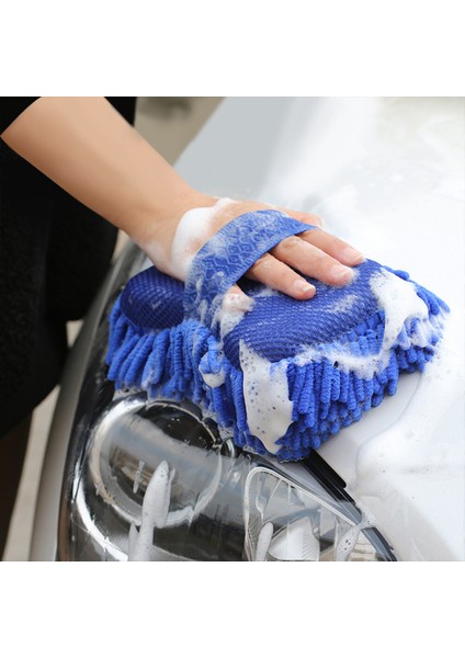 Araba Yıkama Mikrofiber Şönil Fırça Sünger Araç Bakım Esnek Yumuşak Eldiven Yıkama Temizleme Temiz Aracı Araç Bakım (Yurt Dışından)