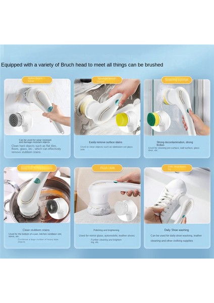 USB Şarj Elektrikli Temizleme Fırçası 5 In 1 El Kablosuz Ev Işi Mutfak Bulaşık Yıkama Fırçası Küvet Temizleme Fırçası (Yurt Dışından) indirimleri