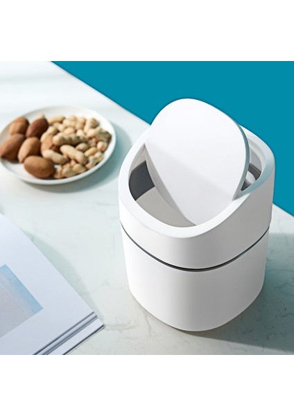 Masaüstü Mini Çevirme Çöp Kutusu Iskandinav Ev Yaratıcı Kapalı Çöp Oturma Odası Basın Tipi Basit Masa Sepeti-Mavi (Yurt Dışından) indirimleri