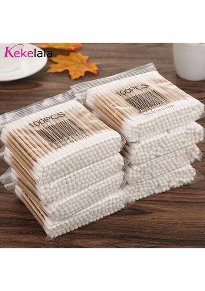 [sıcak] Kekelala 500/300/100 Adet Tek Kullanımlık Pamuklu Çubukla Ahşap Sopa Burun Kulak Temizleme Sağlık Temizlik Makyaj Araçları (Yurt Dışından) fiyatları