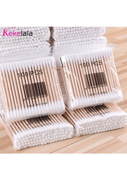 [sıcak] Kekelala 500/300/100 Adet Tek Kullanımlık Pamuklu Çubukla Ahşap Sopa Burun Kulak Temizleme Sağlık Temizlik Makyaj Araçları (Yurt Dışından) fırsatları