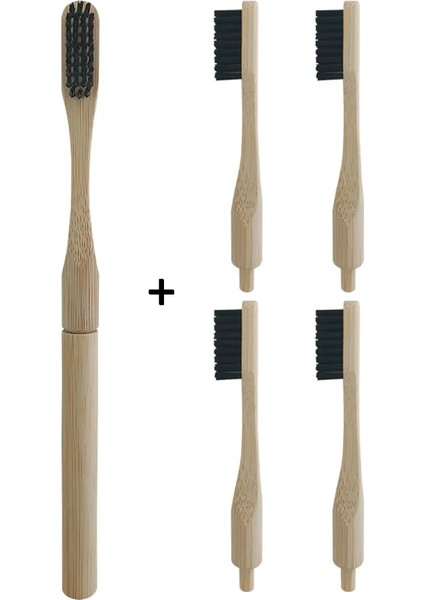 Bambu Diş Fırçası Plug-In Yedek Fırça Başlıkları Değiştirme Kafası Toothbush Diş Bakımı Temizleme Fırçaları Seyahat Yaşam Banyo (Yurt Dışından)