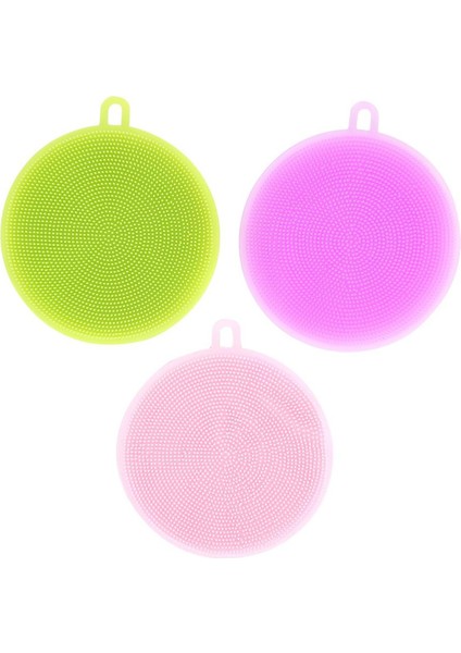 [sıcak] 3 Adet Çok Fonksiyonlu Yuvarlak Silikon Çift Taraflı Bulaşık Yıkama Fırçası Temizleme Scrubber Mutfak Malzemeleri (Yurt Dışından)