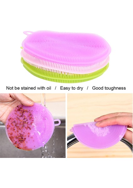 [sıcak] 3 Adet Çok Fonksiyonlu Yuvarlak Silikon Çift Taraflı Bulaşık Yıkama Fırçası Temizleme Scrubber Mutfak Malzemeleri (Yurt Dışından) modelleri