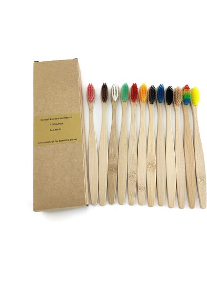 12 Adet Bambu Diş Fırçası Kömür Kılları - Biyobozunur, Doğal, Çevre Dostu, Gübrelenebilir, Vegan Yeniden Kullanılabilir Bambu Diş Fırçası (Yurt Dışından)