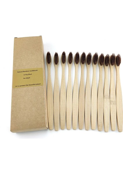 12 Adet Bambu Diş Fırçası Kömür Kılları - Biyobozunur, Doğal, Çevre Dostu, Gübrelenebilir, Vegan Yeniden Kullanılabilir Bambu Diş Fırçası (Yurt Dışından) modelleri