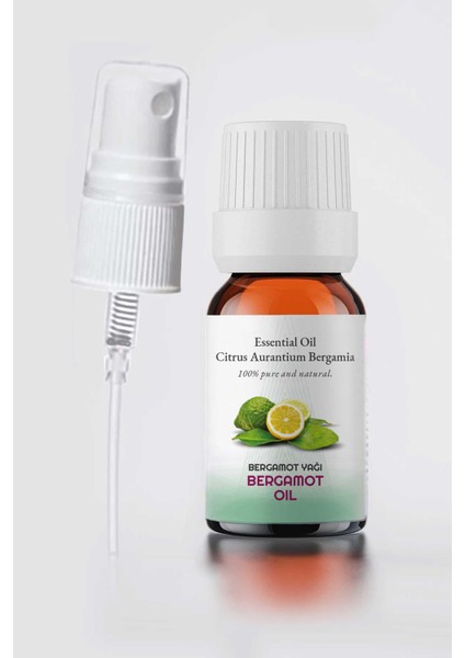 %100 Doğal Bergamot Yağı - Bergamot Oil, Cam Şişe Sprey Başlıklı 10 ml