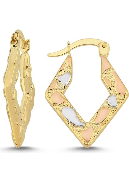 14 Ayar Üç Renkli Altın Küpe