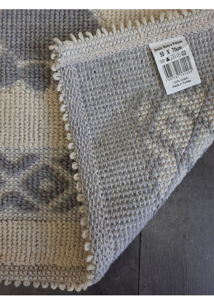 Soffy Pamuklu Gri & Krem Ayak Paspası Ayak Havlusu 50X70 cm Banyo Paspası fırsatları