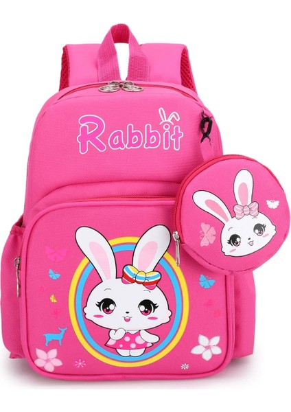 Karikatür Okul Sırt Çantası Öğrenci Için Unicorn Tavşan Baskı Okul Çantası Erkek Kız Anaokulu Bebek Çocuk Sırt Çantası ile Bozuk Para Cüzdanı (Yurt Dışından)