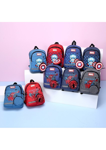 Marvel Çocuklar Sırt Çantaları Boys Için Okul Öncesi Çocuk Kaptan Amerika Örümcek Erkekler Desen Okul Çantaları Genç Hafif Sevimli Sırt Çantası (Yurt Dışından)