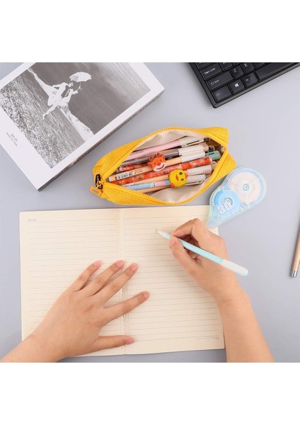 Pamuk Keten Kalem Kutusu Öğrenci Kırtasiye Kese Çanta Ofis Depolama Organizatör Para Kese Kozmetik Çantası (Zencefil) (Yurt Dışından) fiyatları