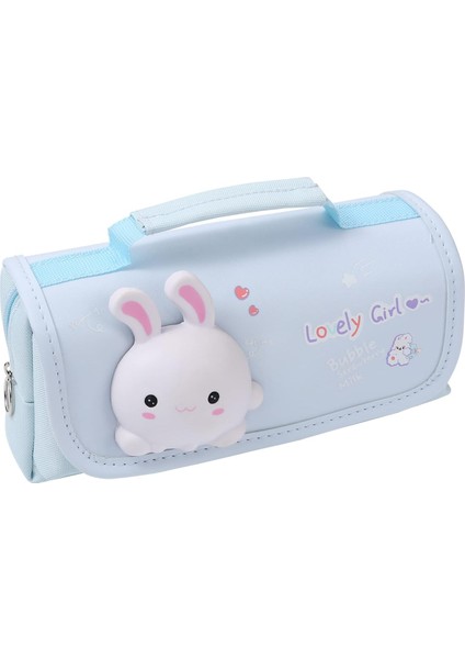 Sevimli Kalem Kutusu Büyük Kalem Kılıfı Saplı ve Stres Giderici Bebek Kızlar Için Çocuklar Için Kawaii Kalem Organizatör Çantası Okul Açık Mavi (Yurt Dışından)