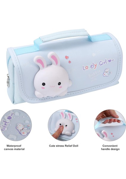 Sevimli Kalem Kutusu Büyük Kalem Kılıfı Saplı ve Stres Giderici Bebek Kızlar Için Çocuklar Için Kawaii Kalem Organizatör Çantası Okul Açık Mavi (Yurt Dışından) fiyatları