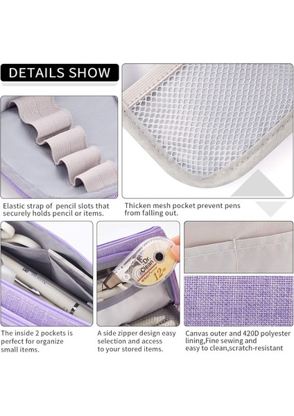 Büyük Kapasiteli Renkli Keten Depolama Kılıfı Işaretleyici Kalem Kalem Kutusu Çok Yuvalı Kırtasiye Çanta Tutucu Orta Lise Ofis Öğrenci Hediye Için Mor (Yurt Dışından) fırsatları