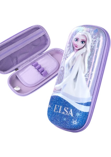 Çocuklar Için Kalem Kutusu Organizatörü Büyük Kapasiteli Yaratıcı Karikatür Kalem Kutusu 3D Üç Boyutlu Fermuarlı Kırtasiye Kutusu (Mor Buz ve Kar) (Yurt Dışından)