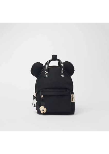 Yeni Stil Çocuk Çantası Kız Erkek Disney Marka Mickey Mouse Sırt Çantası Siyah Naylon Fermuar Iki Omuz Su Geçirmez Okul Çantası (Yurt Dışından)