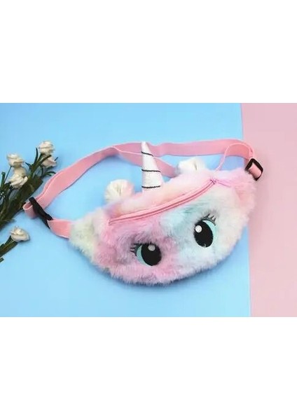 Unicorn Karikatür Peluş Omuzdan Askili Çanta Küçük Kız Sevimli Büyük Gözler Bel Konteyner Bozuk Para Cüzdanı Çocuk Messenger Aksesuarları Çocuk Çantası (Yurt Dışından)