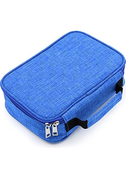 Yüksek Kapasiteli Fermuarlı Kalemler Kalem Kutusu - Çok Fonksiyonlu Kırtasiye Kalem Çantası 72 Yuvalı Renkli Kalem Kutusu 2 Çıkarılabilir Kollu Taşınabilir Kalem Çantaları (Mavi) (Yurt Dışından)