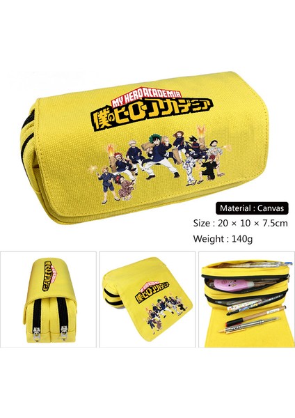 My Hero Academia Tuval Büyük Kapasiteli Çift Katmanlı Kalem Çantası Anime Kırtasiye Kutusu Öğrenci Kırtasiye Kalem Çantası (Yurt Dışından)