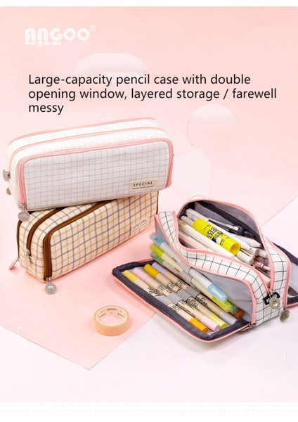 Büyük Kalem Kutusu Büyük Kapasiteli 3 Bölmeli Genç Erkek Kız Okul Öğrencileri Için Tuval Kalem Kılıfı (Yurt Dışından) fiyatları