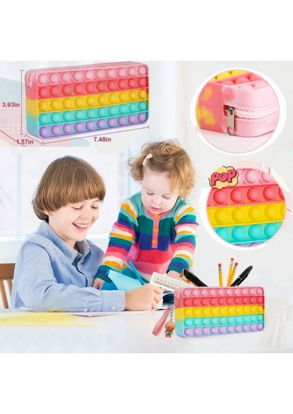 Kırtasiye Kalem Kutusu Büyük Kapasiteli Yaratıcı Silikon Pop Kabarcık Duyusal Fidget Oyun ve Kalem Makyaj Kalemi Depolama Kılıfı… (Macaron) (Yurt Dışından) fiyatları