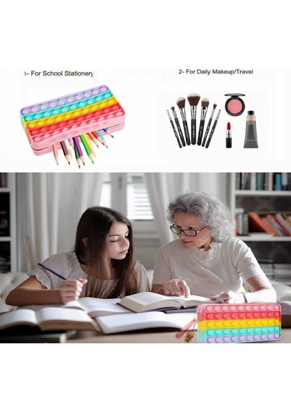 Kırtasiye Kalem Kutusu Büyük Kapasiteli Yaratıcı Silikon Pop Kabarcık Duyusal Fidget Oyun ve Kalem Makyaj Kalemi Depolama Kılıfı… (Macaron) (Yurt Dışından) fırsatları