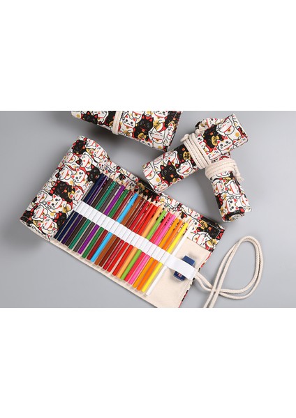 El Yapımı Tuval Kalem Perdesi 72 Delikli Büyük Kapasiteli Kalem Kutusu Erkek ve Kız Için Renkli Kurşun Kroki Kırtasiye Kutusu (Yurt Dışından) fiyatları