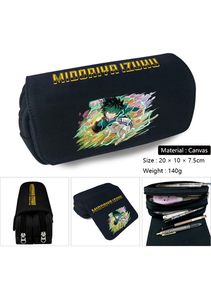 My Hero Academia Tuval Büyük Kapasiteli Çift Katmanlı Kalem Çantası Anime Kırtasiye Kutusu Öğrenci Kırtasiye Kalem Çantası (Yurt Dışından)