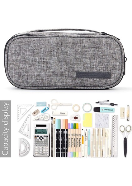 Kalem Kutusu Büyük Kapasiteli El 3 Bölmeli Kalem Kılıfı Yetişkin Öğrenciler Için Taşınabilir Büyük Depolama Kanvas Kalem Çantası Iş Ofisi (Gri) (Yurt Dışından) fiyatları