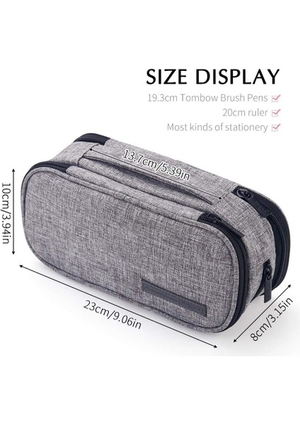 Kalem Kutusu Büyük Kapasiteli El 3 Bölmeli Kalem Kılıfı Yetişkin Öğrenciler Için Taşınabilir Büyük Depolama Kanvas Kalem Çantası Iş Ofisi (Gri) (Yurt Dışından) modelleri