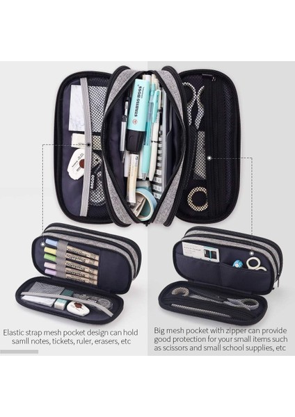 Kalem Kutusu Büyük Kapasiteli El 3 Bölmeli Kalem Kılıfı Yetişkin Öğrenciler Için Taşınabilir Büyük Depolama Kanvas Kalem Çantası Iş Ofisi (Gri) (Yurt Dışından) fırsatları