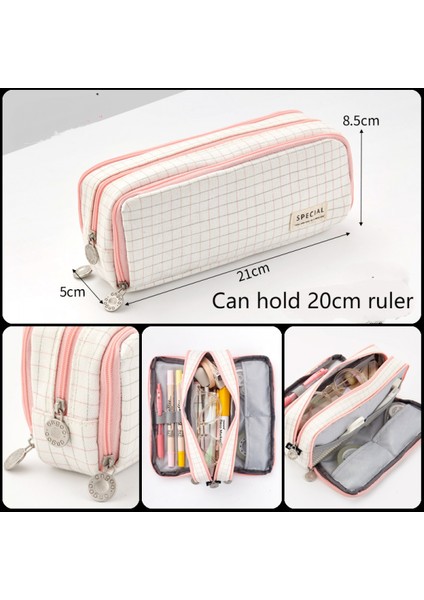 Büyük Kalem Kutusu Büyük Kapasiteli 3 Bölmeli Genç Erkek Kız Okul Öğrencileri Için Tuval Kalem Kılıfı (Yurt Dışından)