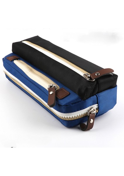 Okul Ev Seyahat Için Büyük Kapasiteli Kalem Kutusu Çok Fonksiyonlu Kırtasiye Depolama Kılıfı Renkli Kalem Tutucu Kozmetik Çantası Makyaj Organizatör Çoklu Fermuar Bölmeleri (Koyu Mavi) (Yurt Dışından) modelleri