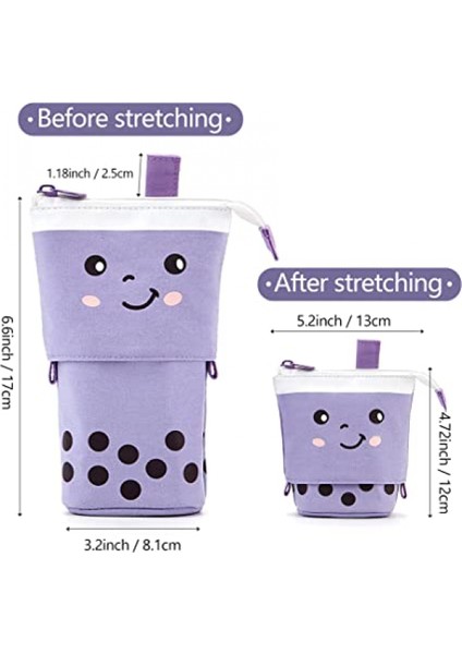 Standı Kalem Kutusu, Karikatür Sevimli Kalem Çantası Teleskopik Kalem Çantası Kanvas Kalem Tutucu Kız Erkek Okul Öğrencileri Için Kozmetik Makyaj Çantası Ofis Genç Yetişkin (Yurt Dışından) fırsatları