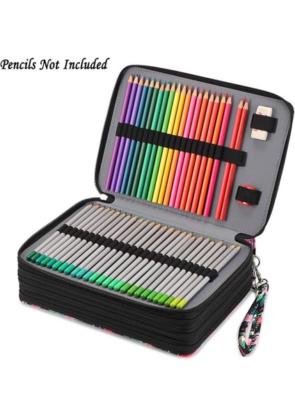 Renkli Kalem Kutusu - 200 Yuvalı Kalem Tutucu Kalem Çantası Büyük Kapasiteli Sap Askılı Kalem Düzenleyici Baskı Desenli Kullanışlı Renkli Kalem Kutusu Flamingo, Siyah (Yurt Dışından) modelleri