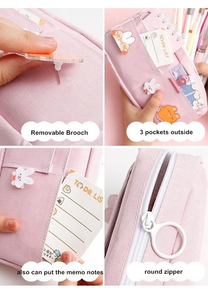3 Adet Pins ile Kawaii Kalem Kutusu Estetik Kalem Kutusu Kawaii Kırtasiye Kawaii Okul Malzemeleri (Pembe) (Yurt Dışından) modelleri