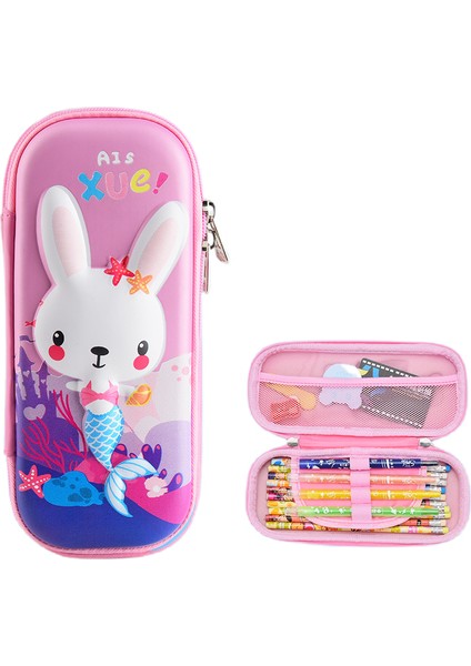 Çocuklar Için Kalem Kutusu Organizatörü Büyük Kapasiteli 3D Üç Boyutlu Çok Bölmeli Öğrenci Kalem Kutusu Çocuk Okul Malzemeleri (Denizkızı) (Yurt Dışından)