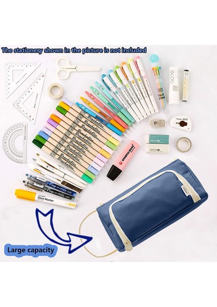 Büyük Kapasiteli Kalem Kutusu Kalem Kılıfı El Kalem Çantası Kozmetik Taşınabilir Çanta Ofis Okul Için Genç Kız Erkek (Donanma) (Yurt Dışından) fiyatları