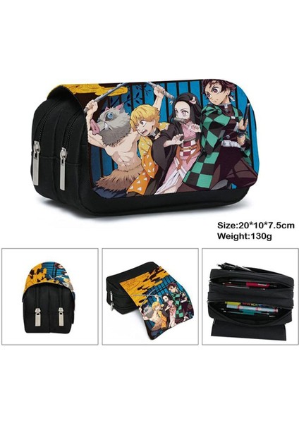 Demon Slayer Kalem Kutusu Karikatür Büyük Kapasiteli Okul Çantası Öğrenci Kırtasiye Çantası Kalem Kutusu Okul Ofis 20 10 7.5cm A Okula Dönüş Malzemeleri (Yurt Dışından) modelleri