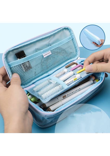 Kalem Kutusu Büyük Kapasiteli Kalem Çantası Kalem Çantası Okul Için Genç Kız Erkek Erkek Kadın (Mavi/yeşil) (Yurt Dışından) fırsatları