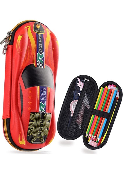 Kalem Kutusu Araba Supercar Kalem Kutusu Organizatör Kırtasiye Çocuklar Için Erkek Kız Öğrenci Karikatür Kalem Kutusu 3D Eva Büyük Kapasiteli (Kırmızı) (Yurt Dışından)