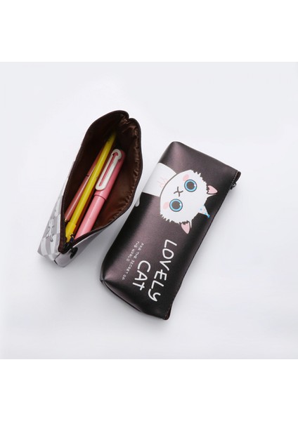 Karikatür Sevimli Kedi Kalem Kutusu Kozmetik Dayanıklı Tuval Kırtasiye Kozmetik Çantası Erkek Kız Öğrenciler ve Ofis Malzemeleri Için (Yurt Dışından) modelleri