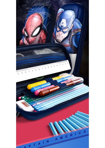 Çocuklar Için Kalem Kutusu Düzenleyici Disney Marvel Çocuk Kalem Kutusu 3D Lamine Film Su Geçirmez Anime Büyük Kapasiteli Kutu (Captain America1) (Yurt Dışından) fiyatları