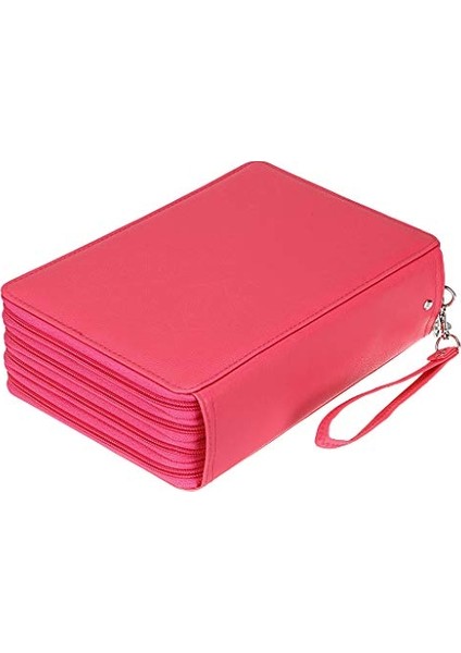 200 Yuvalı Renkli Kalem Düzenleyici - Çıkarma Saplı Deluxe Pu Deri Kalem Kutusu Tutucu Askı Renkli Kalemler Için Büyük Kalem Kutusu Suluboya Kalemleri (Pembe) (Yurt Dışından)