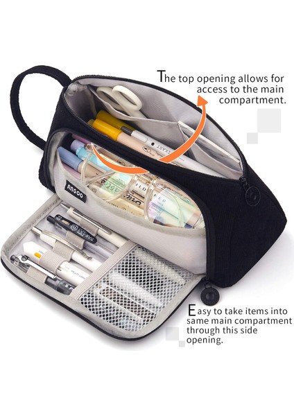 Büyük Kapasiteli Kalem Kutusu Tuval Yüksek Büyük Depolama Kılıfı Marker Kalem Kutusu Basit Kırtasiye Çantası Okul Koleji Ofis Organizatör Öğrenci Için-Siyah (Yurt Dışından) modelleri